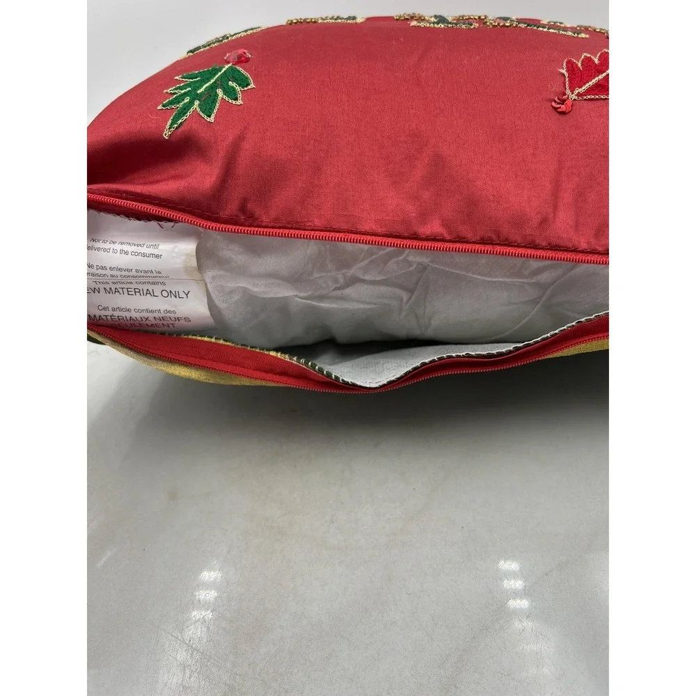 Pier 1 Imports Naughty Nice Reversible Christmas Throw Pillow Beaded 12x18